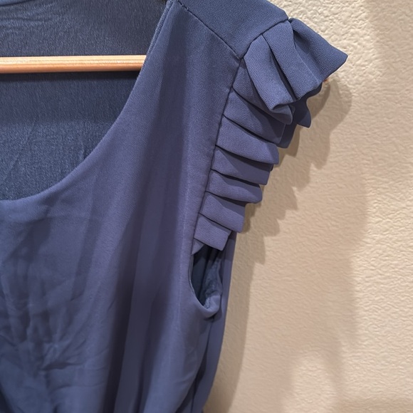 Elegant Blue Ruffle Sleeve Dress. It's made in Italy - Picture 3 of 6